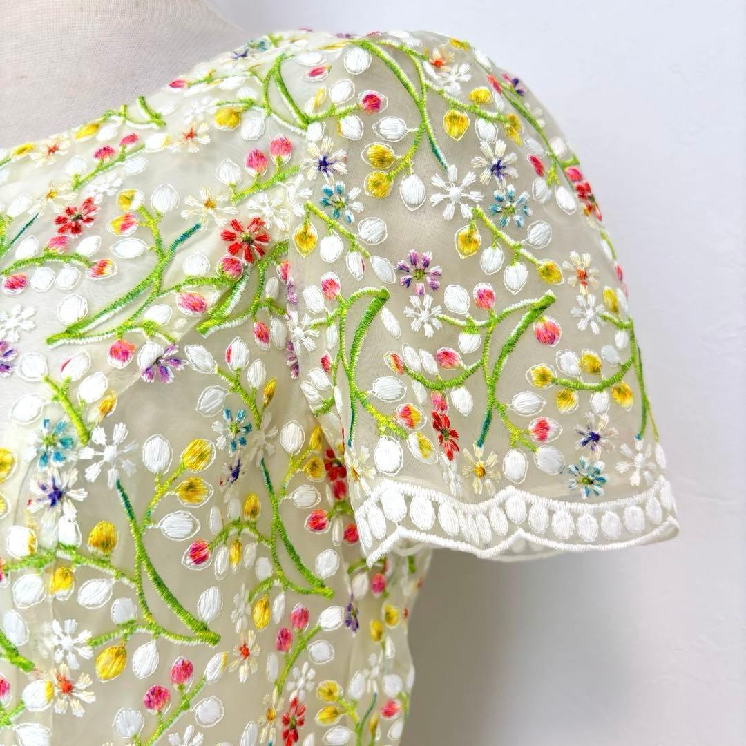 るーす【美品】エムズグレイシー 花柄 ワンピース 刺繍 レース ウエスト