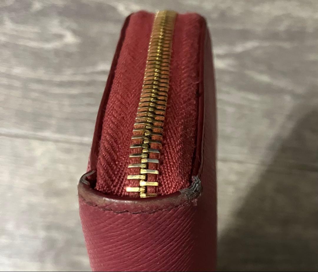 PRADA プラダ 長財布 ロゴ サフィアーノ レザー ラウンドジップ ピンク