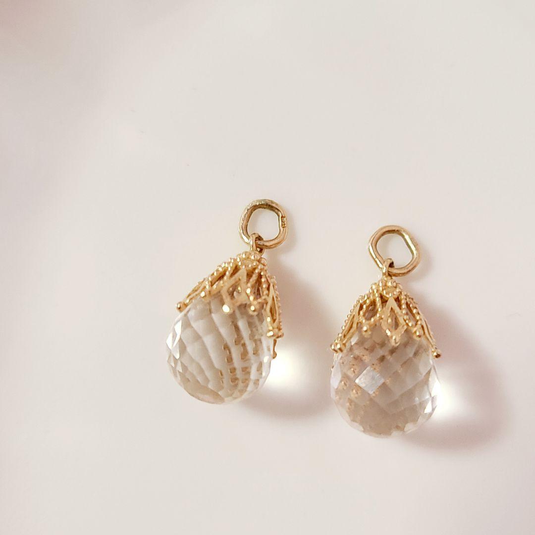 agete　アガット　K10　ピアスチャーム　チャーム　クォーツ　ピアリングにも