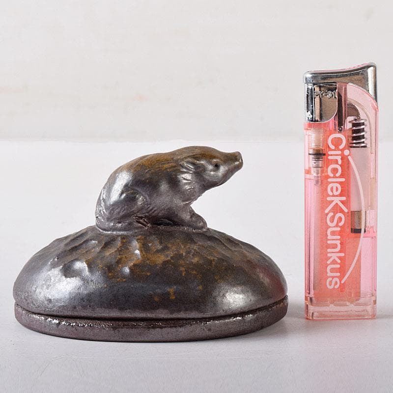 Lukes　茶道具　備前焼　人間国宝　金重陶陽作　猪摘香合　V　R8407