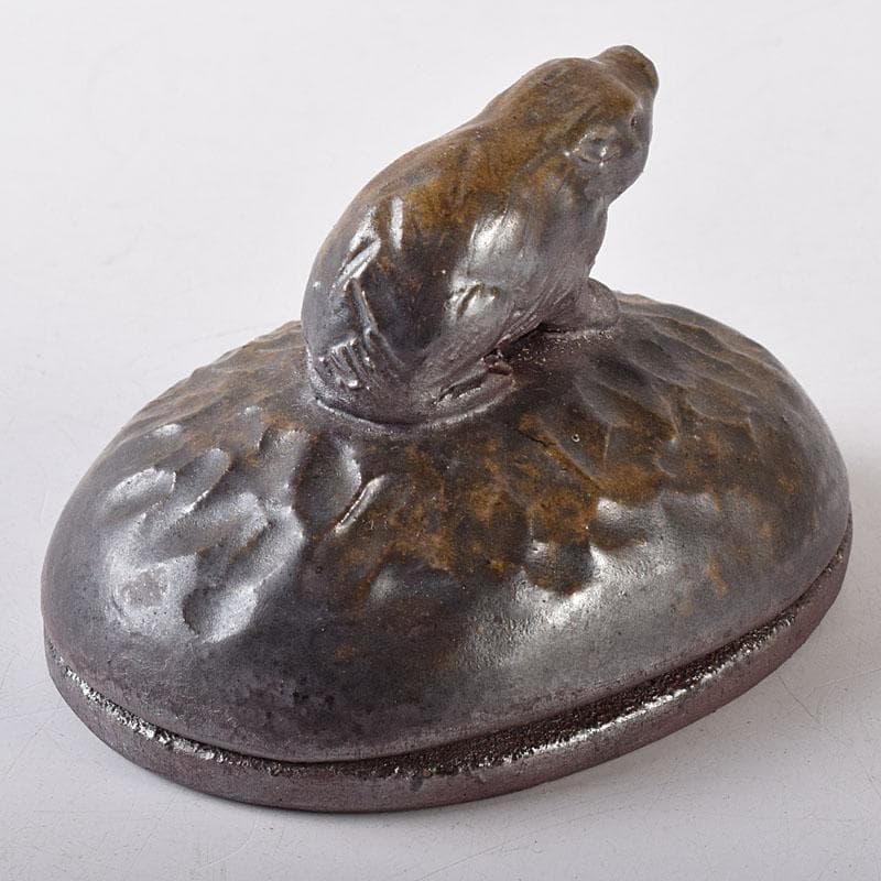 Lukes　茶道具　備前焼　人間国宝　金重陶陽作　猪摘香合　V　R8407