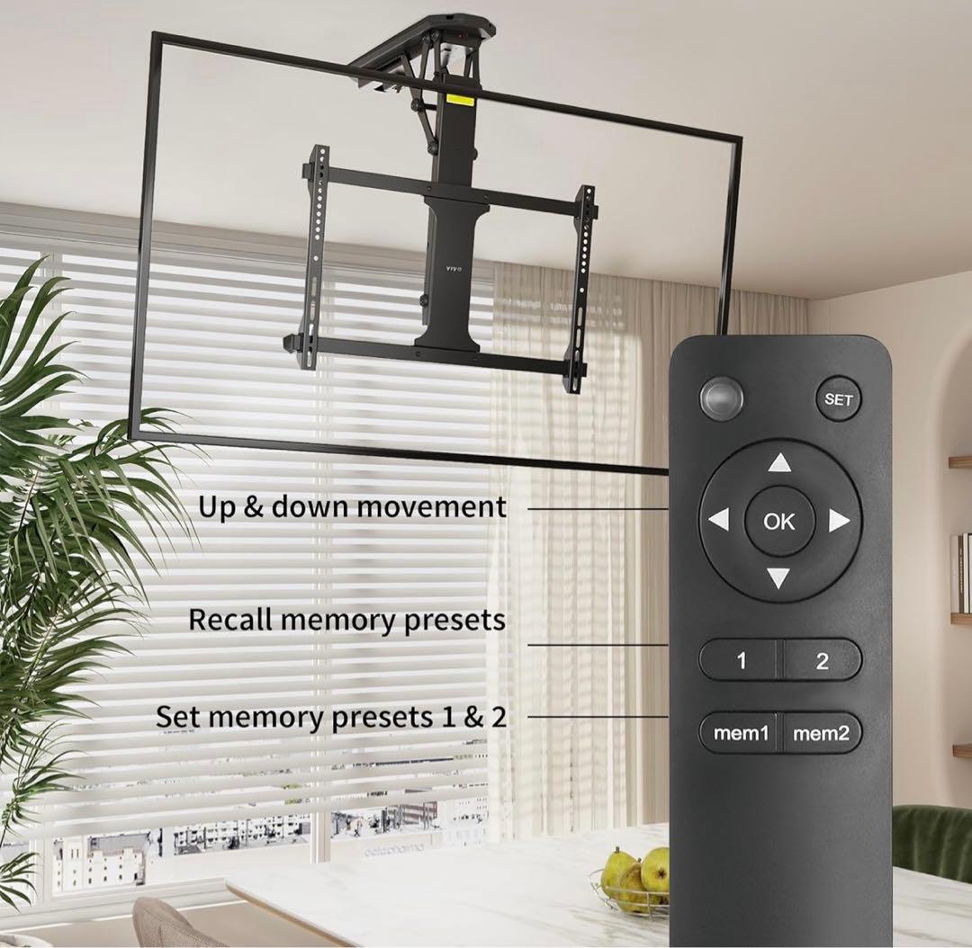 寝室やリビングに。電動折りたたみ式テレビスタンド 32-70インチ