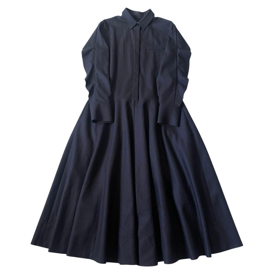 2024 エブール ウールカシミアポプリン リボンタイワンピース 定価10.8万