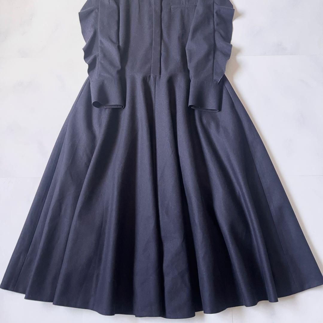 2024 エブール ウールカシミアポプリン リボンタイワンピース 定価10.8万