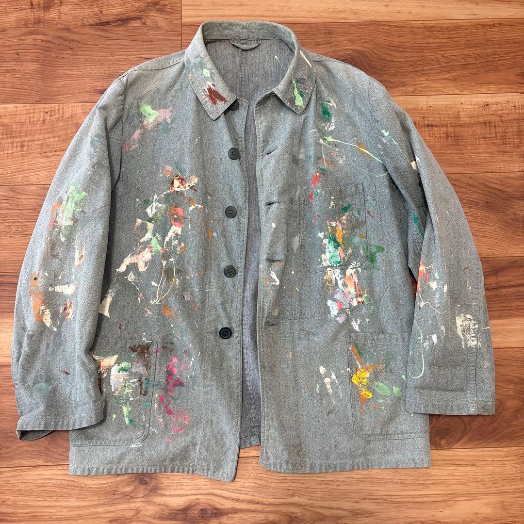 50S~60S リメイク　グリーンシャンブレーカバーオール　ユーロワーク　ドイツ