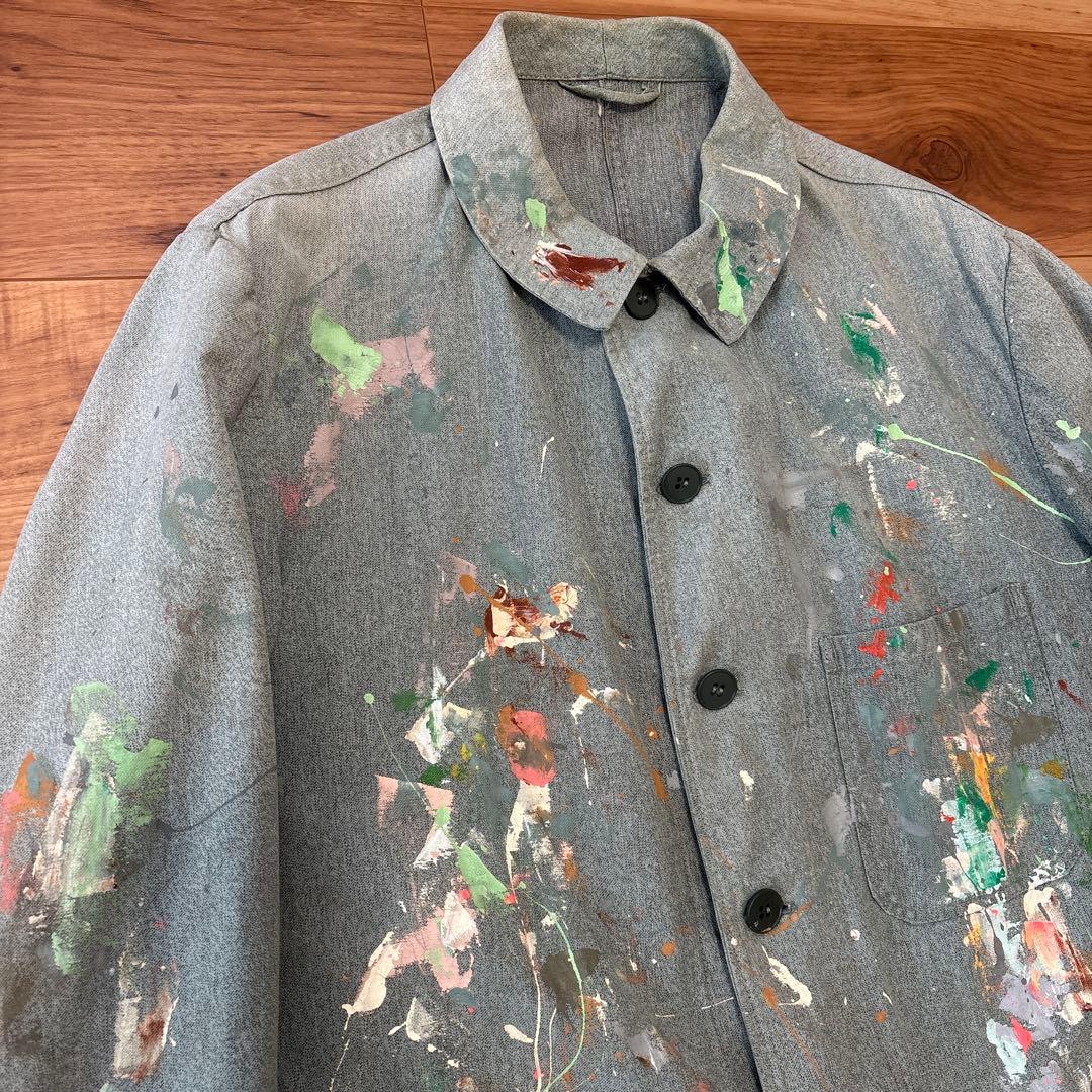 50S~60S リメイク　グリーンシャンブレーカバーオール　ユーロワーク　ドイツ