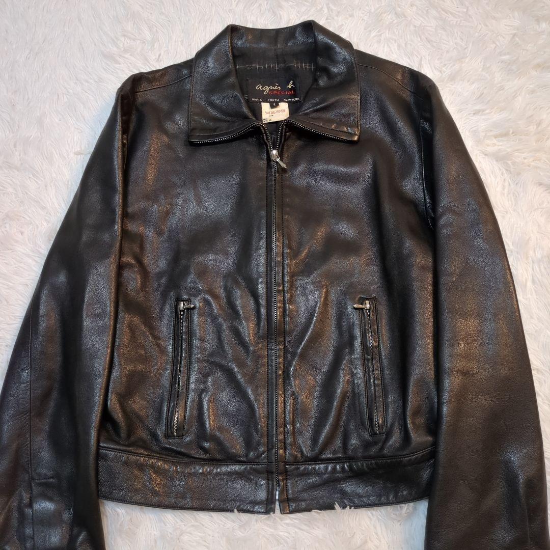 【極美品】アニエスベー ラムレザージャケット ビンテージ シングルライダース
