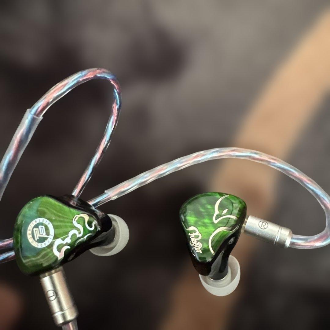 グリーン・ブラック 有線イヤホン リケーブル可能