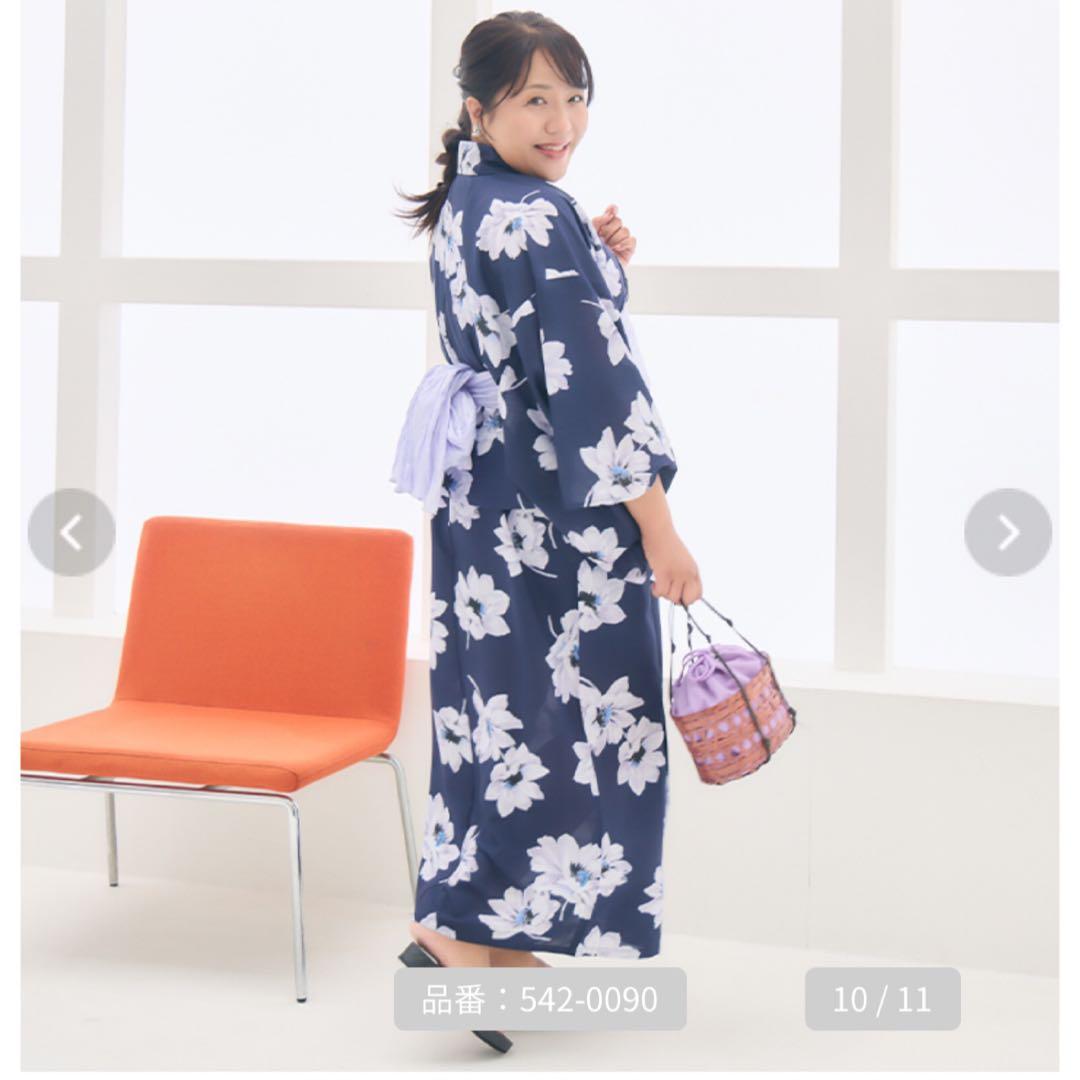 Hinaさん 浴衣 ネイビー ダリア柄 LL〜3L しまむら キャミワンピース