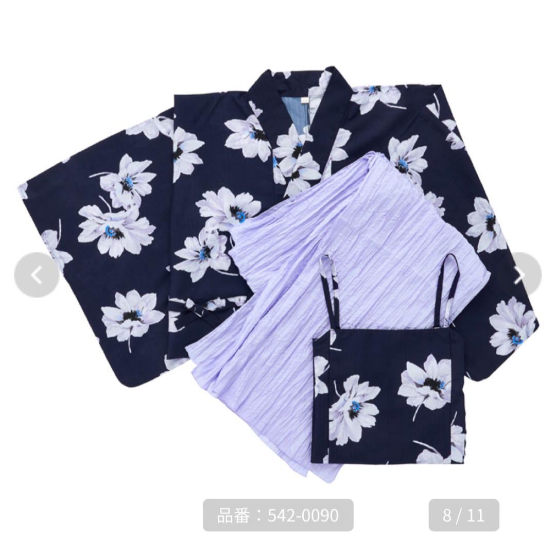Hinaさん 浴衣 ネイビー ダリア柄 LL〜3L しまむら キャミワンピース