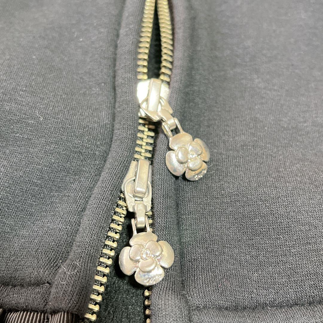 エムズグレイシー　裏微起毛　カメリアダブルジップ フリルパーカー 黒 Mサイズ