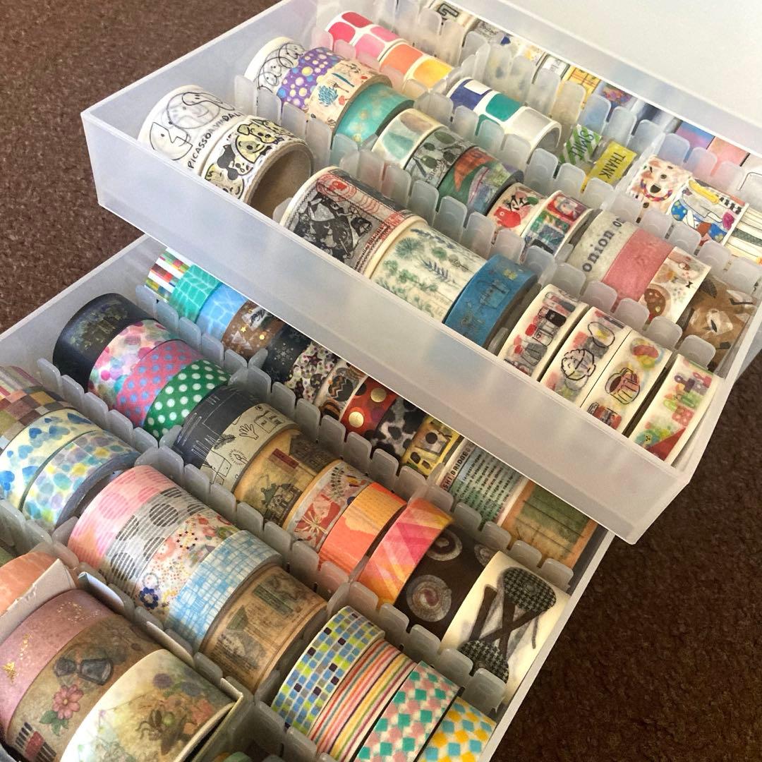 【期間限定価格】マスキングテープ他139点セット/無印良品2段引き出し収納付き