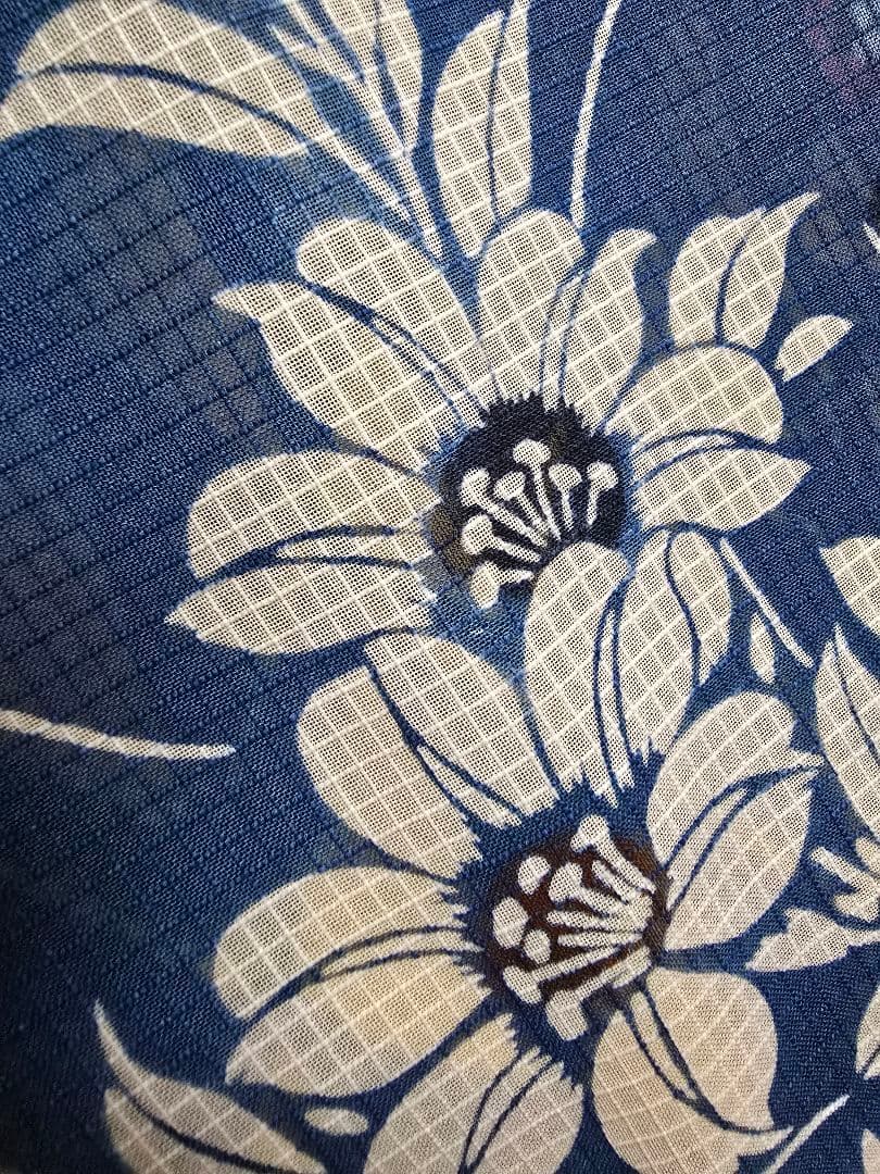 日本橋竺仙 薊夏花 ブルー綿紅梅反物新品 レア柄