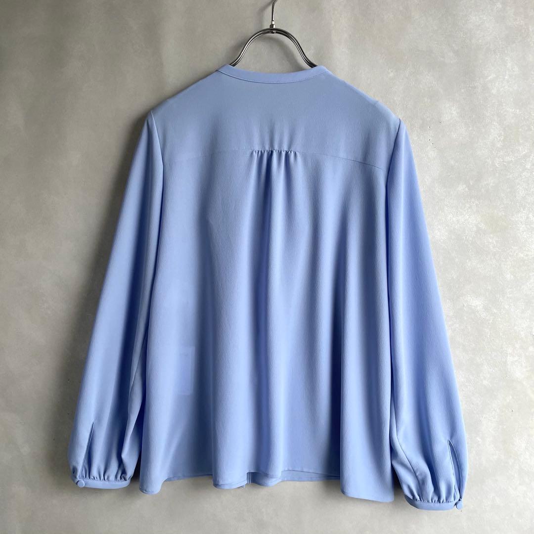 未使用タグ付き✨アナイ 2025 ジョーゼットカラミラッフルブラウス 38 水色