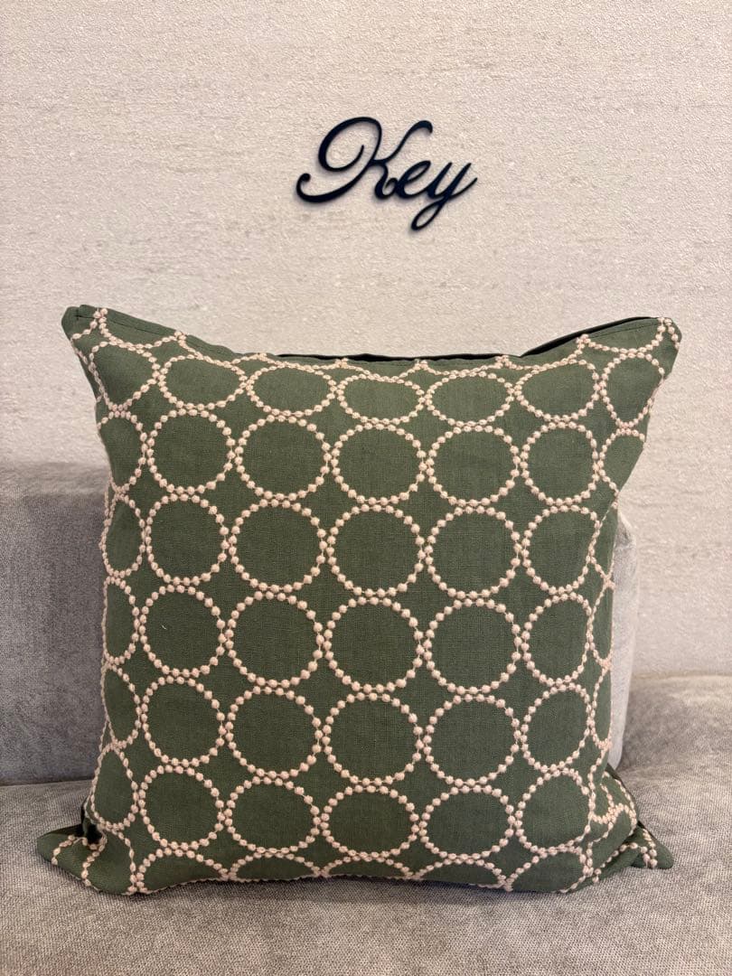 ミナペルホネン　ハンドメイドクッションカバー★タンバリンライトグリーンxベージュ