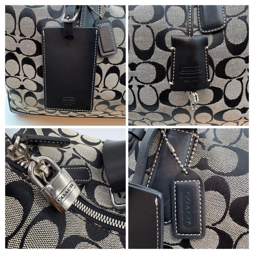美品COACH コーチ 2way ボストンバッグ シグネチャー ブラック グレー