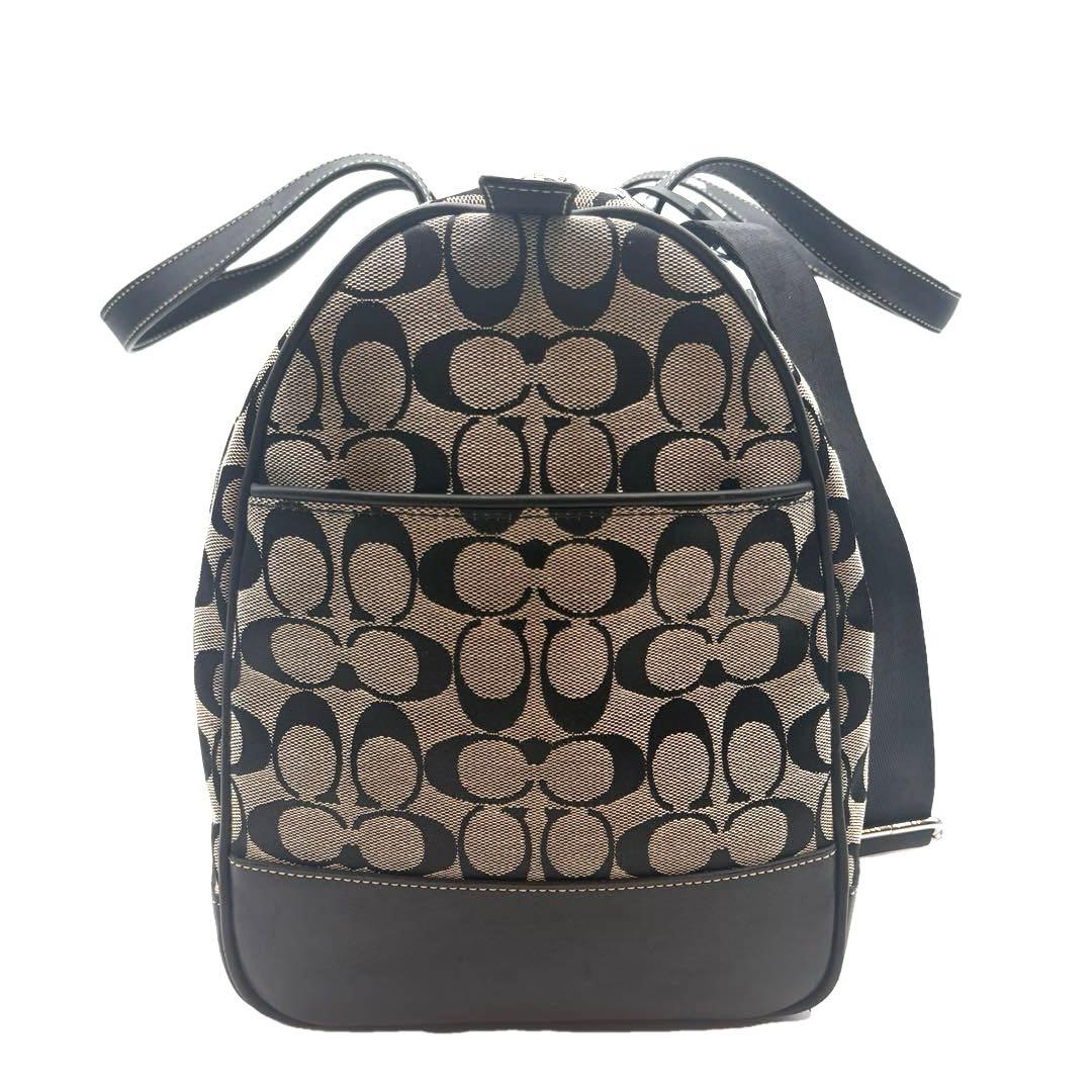 美品COACH コーチ 2way ボストンバッグ シグネチャー ブラック グレー