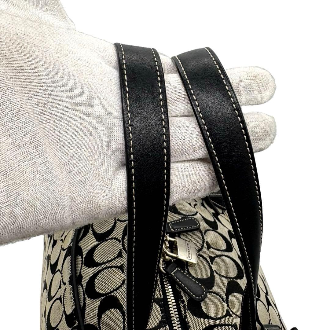 美品COACH コーチ 2way ボストンバッグ シグネチャー ブラック グレー