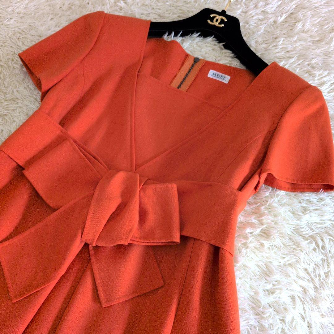 日本製★希少サイズ42 FOXEYBOUTIQUE ワンピース　リボン