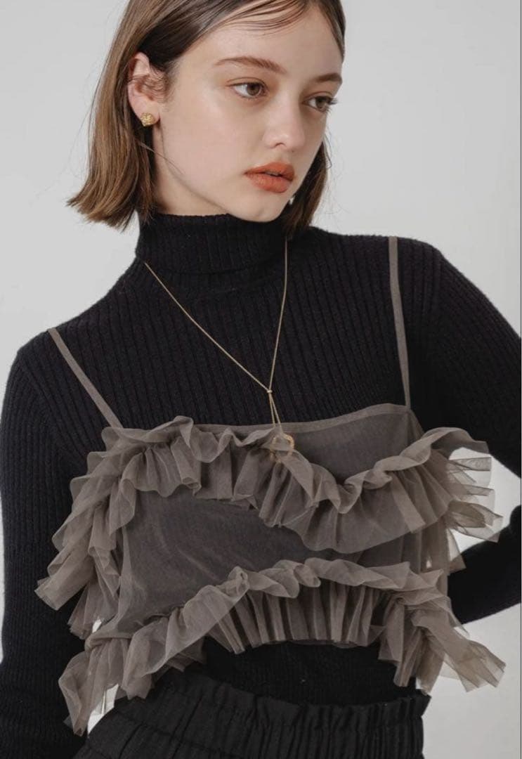 トップス Eaphi TULLE ASYMMETRY FRILL CAMISOLE