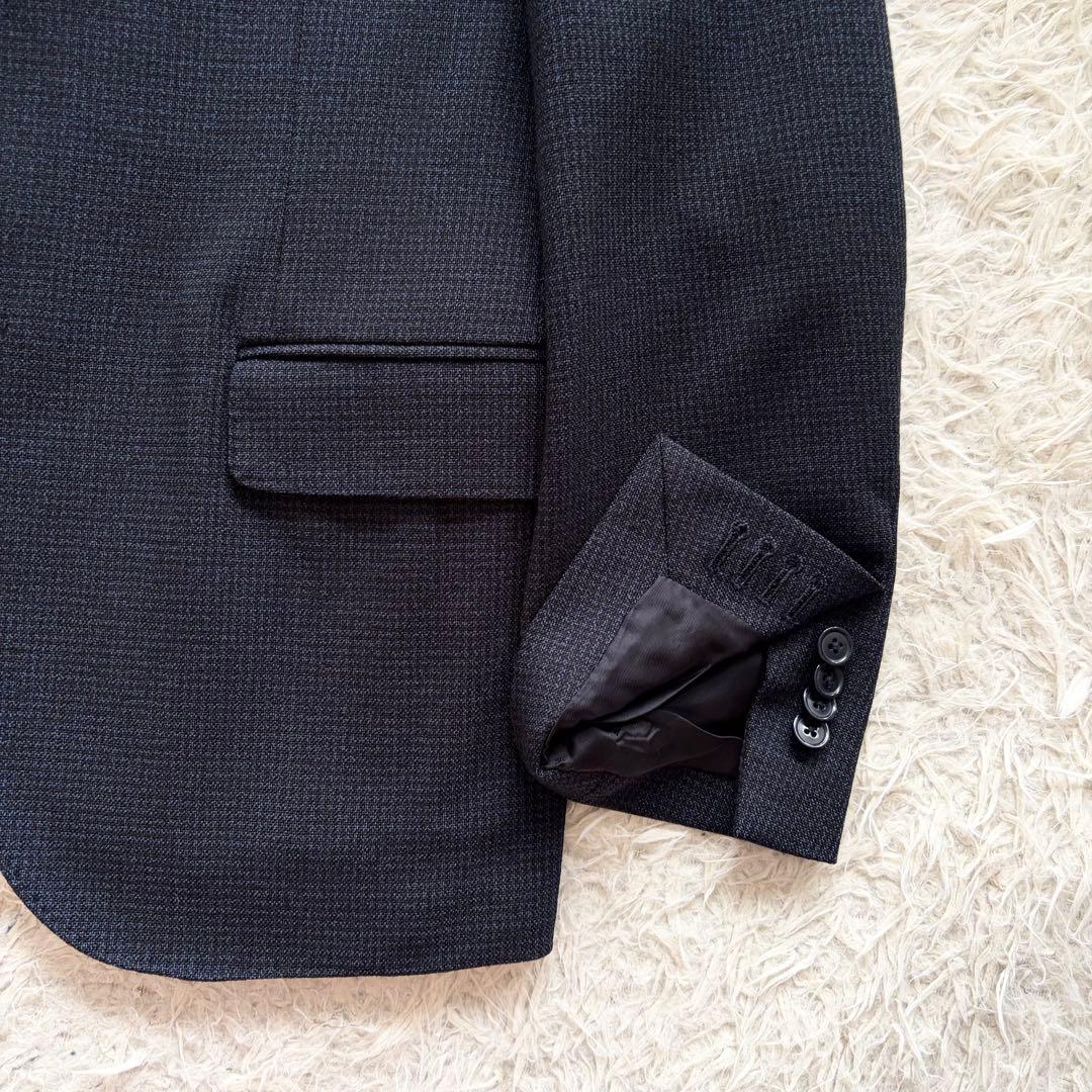 <極美品>LARDINI ネイビー ウール スーツ ブートニエール サイズ48