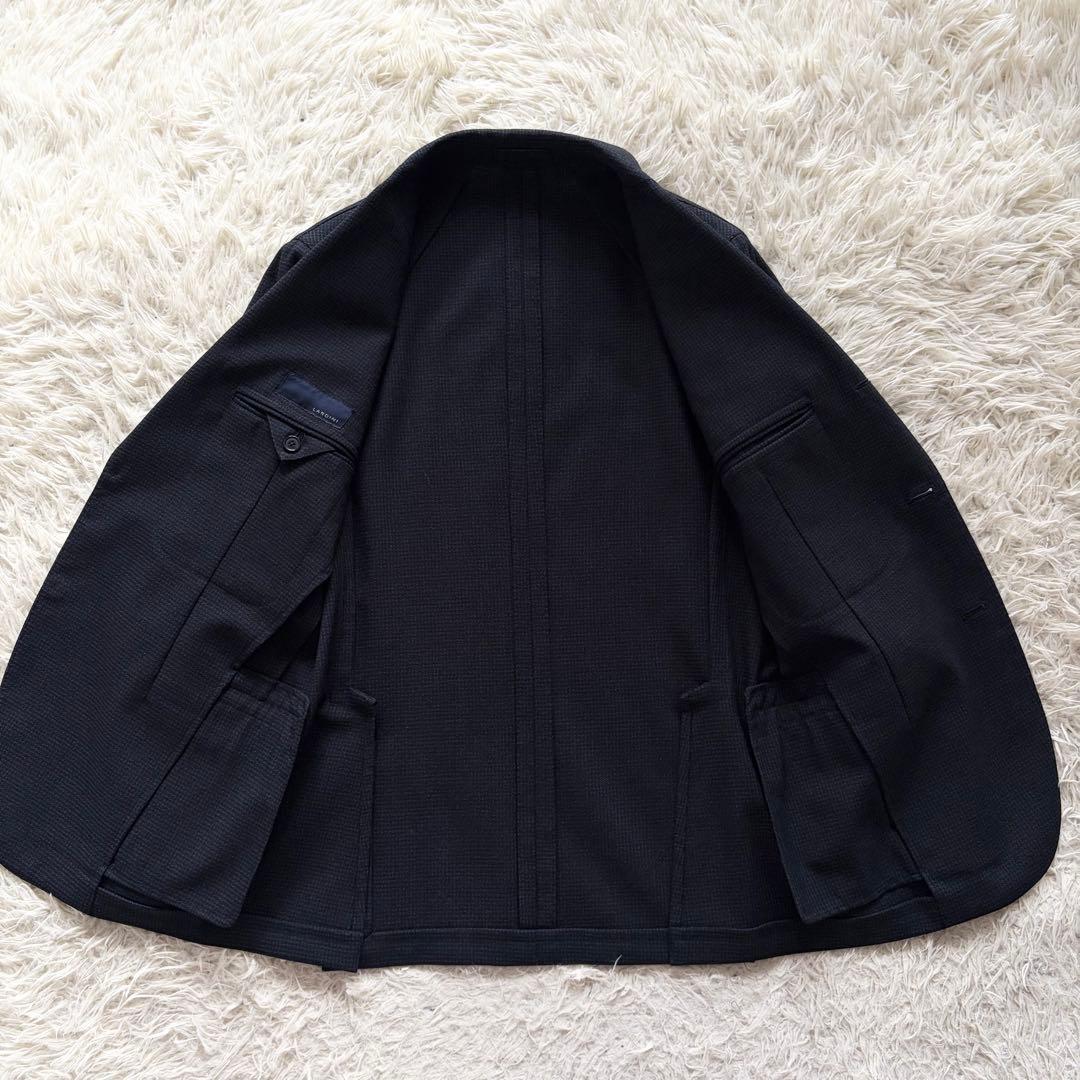 <極美品>LARDINI ネイビー ウール スーツ ブートニエール サイズ48