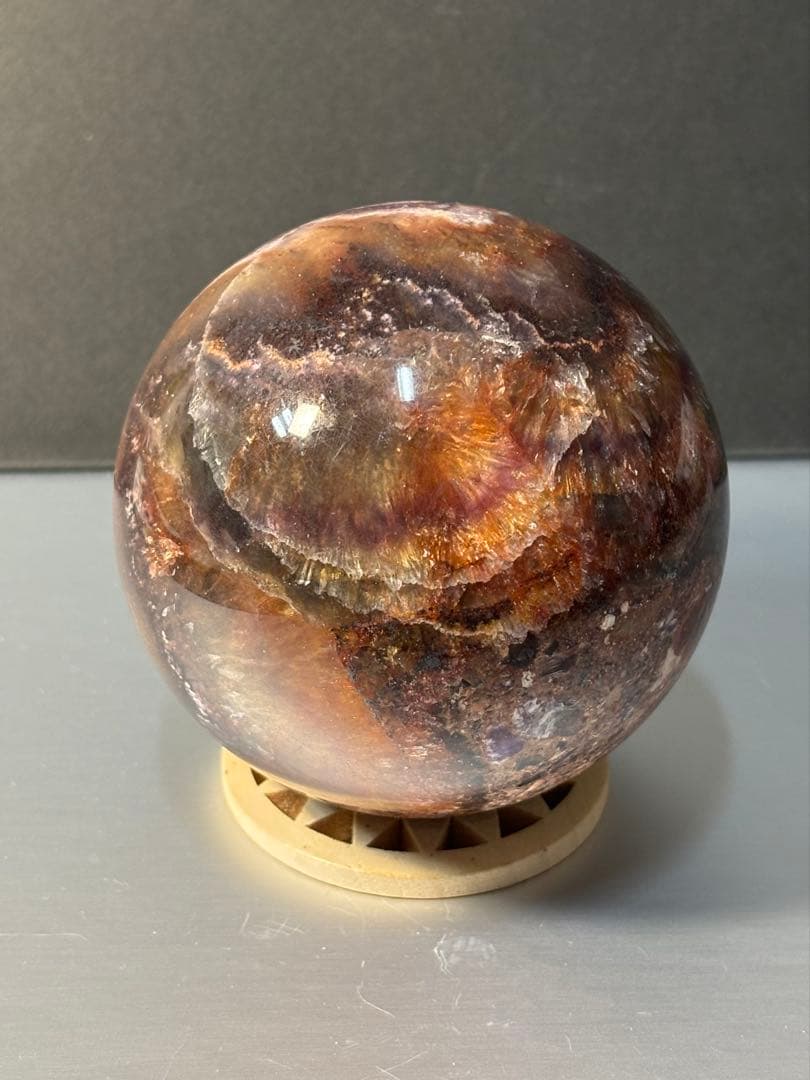 レア　オーラライト23 フローライト共生　スフィア　7.42cm 絶妙な美色