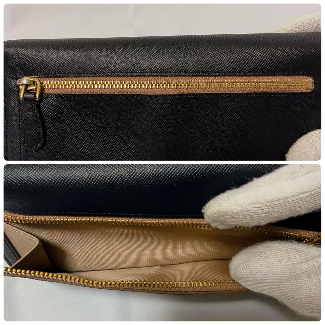 ✨️極美品✨PRADA サフィアーノレザー 長財布 二つ折り リボン 黒