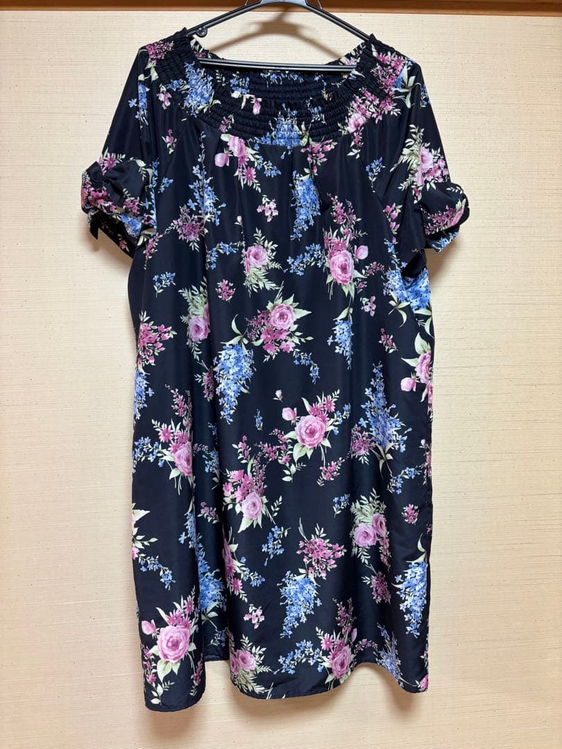 ローズティアラ 花柄リボン付き半袖チュニック サイズ50