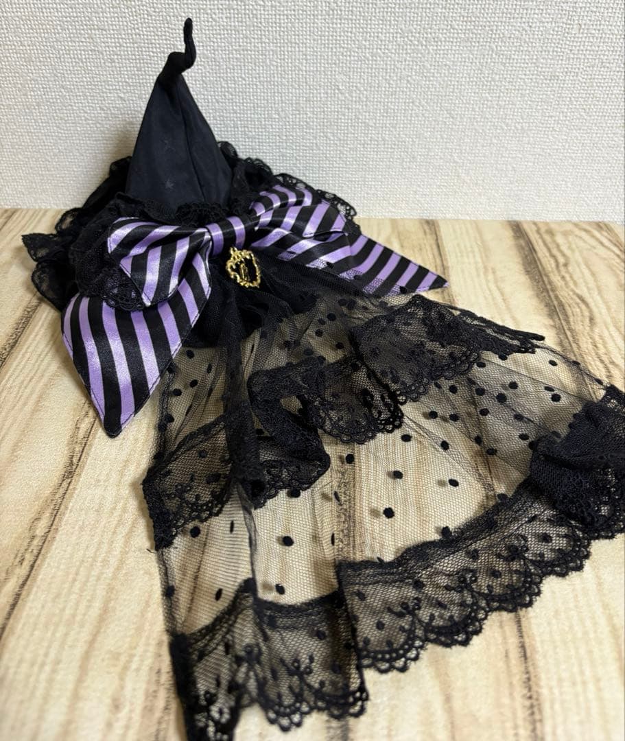 BABY 魔女ハット　ミニハット　黒×ラベンダー