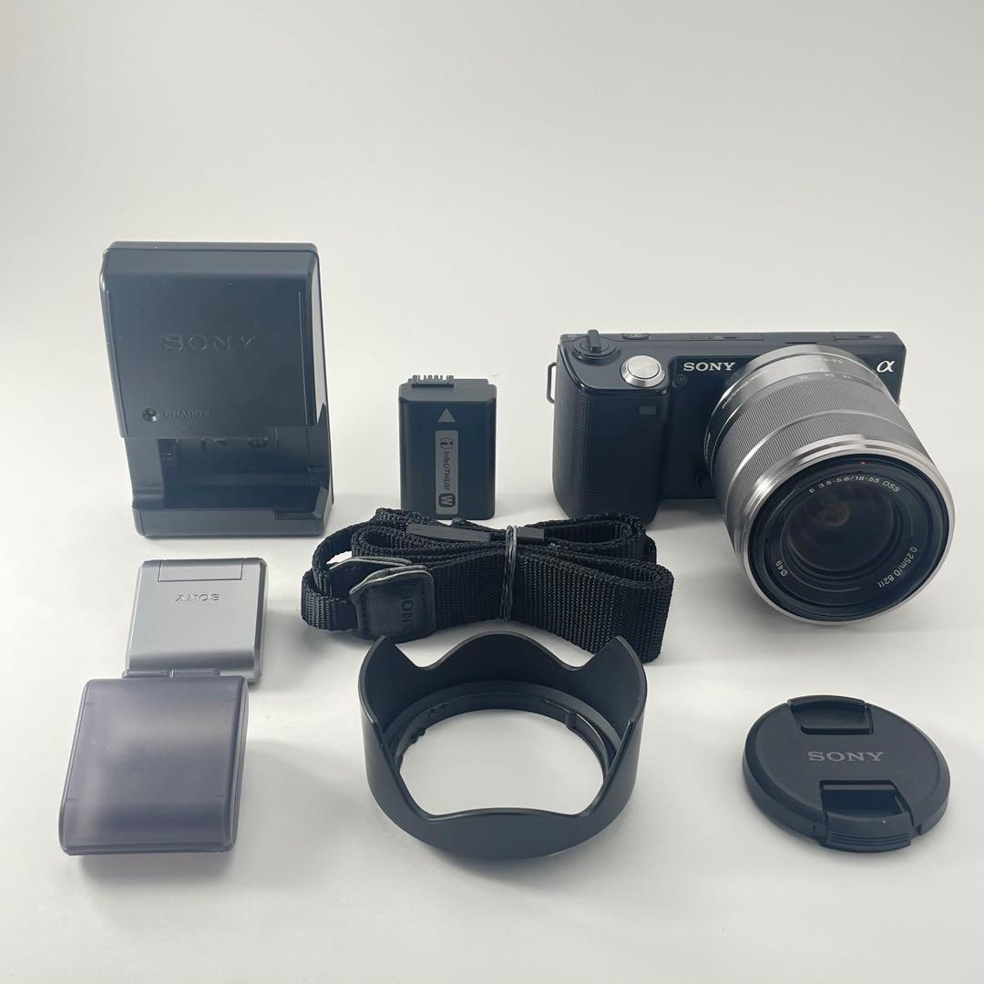 【美品・返品保証】Sony NEX-5 ブラック標準ズームレンズキット
