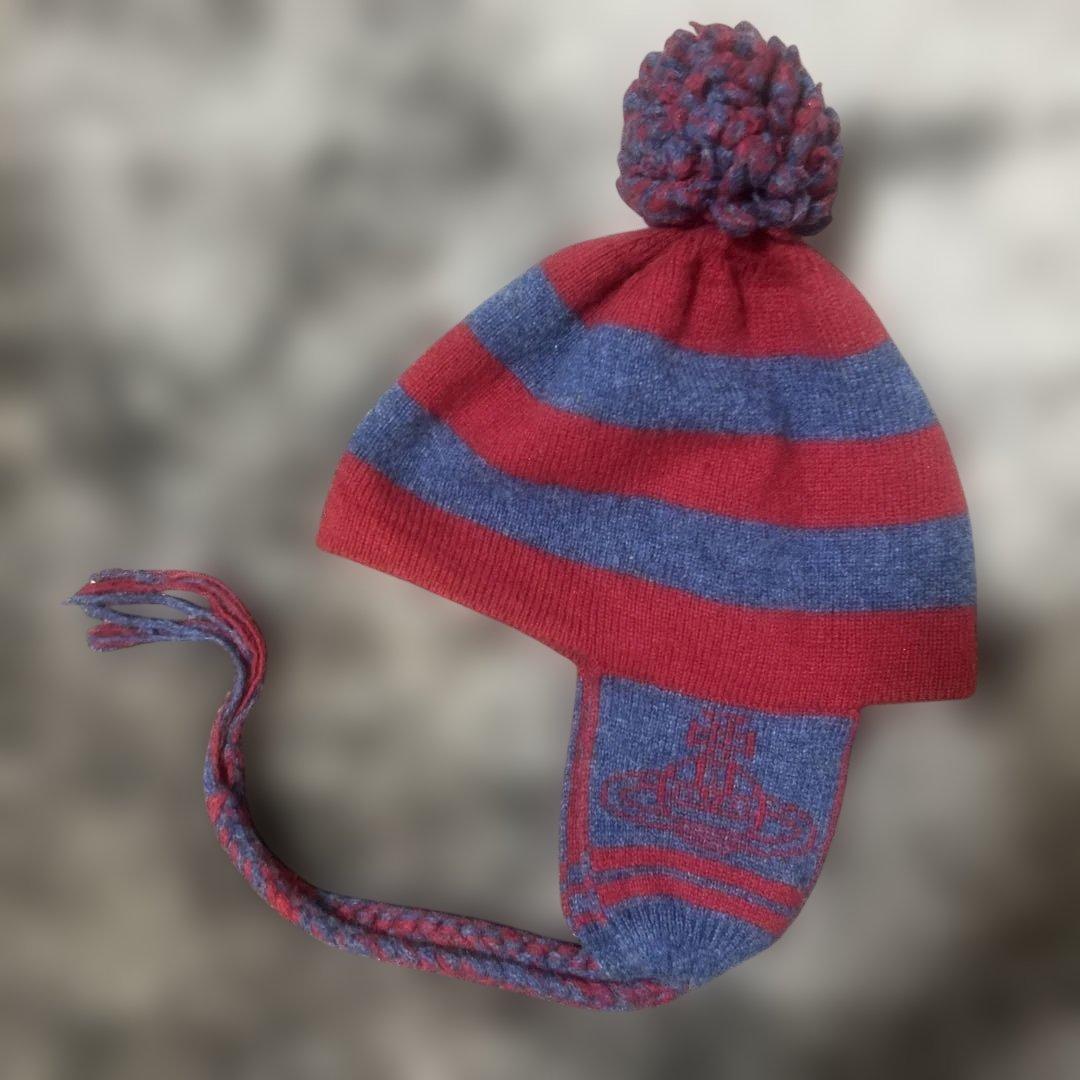 赤と青のストライプニット帽 ヴィヴィアンウエストウッド廃盤