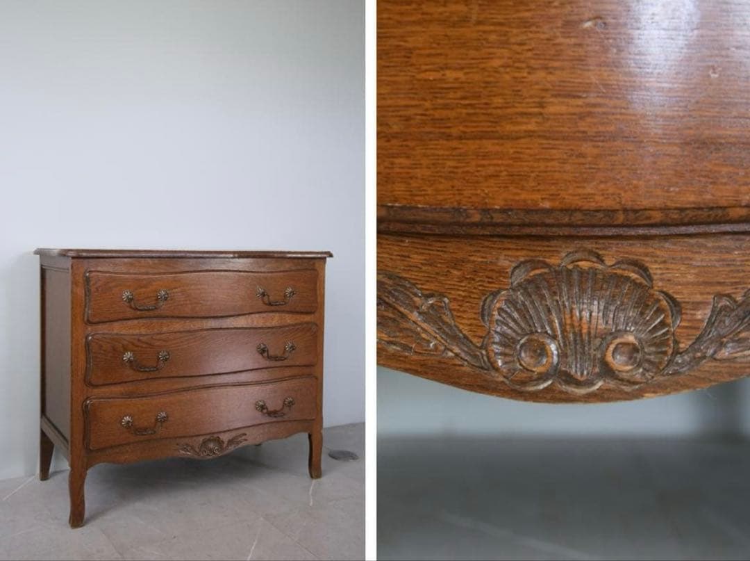 アンティーク猫脚3段チェスト/フランス輸入/ドロワー/飾り棚