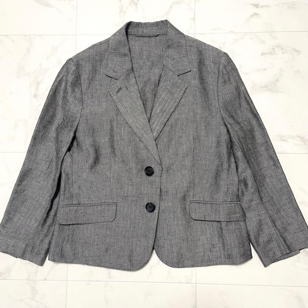 極美品 マーガレットハウエル リネン ヘリンボーン テーラードジャケット 2