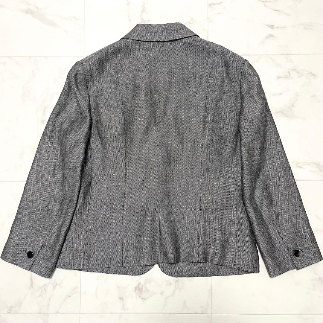 極美品 マーガレットハウエル リネン ヘリンボーン テーラードジャケット 2