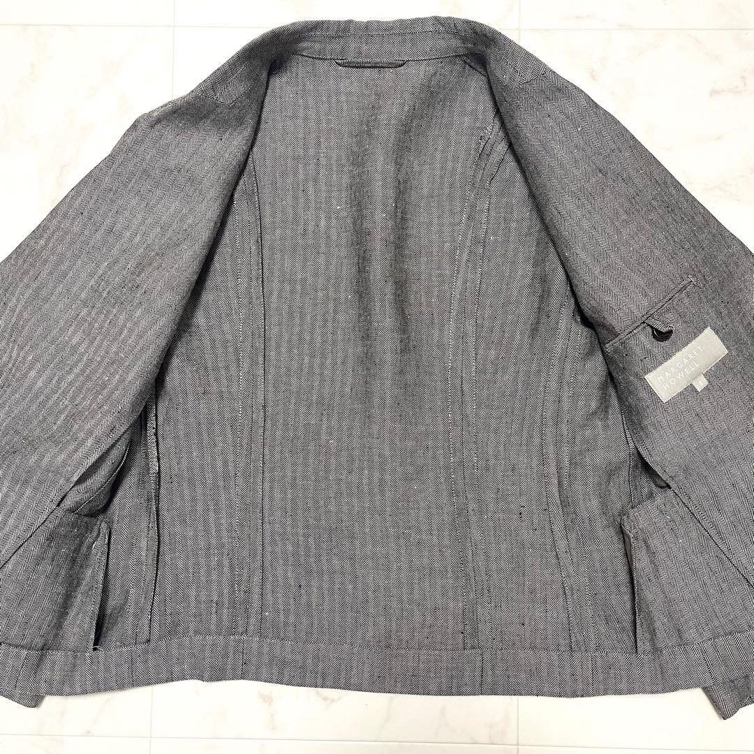 極美品 マーガレットハウエル リネン ヘリンボーン テーラードジャケット 2