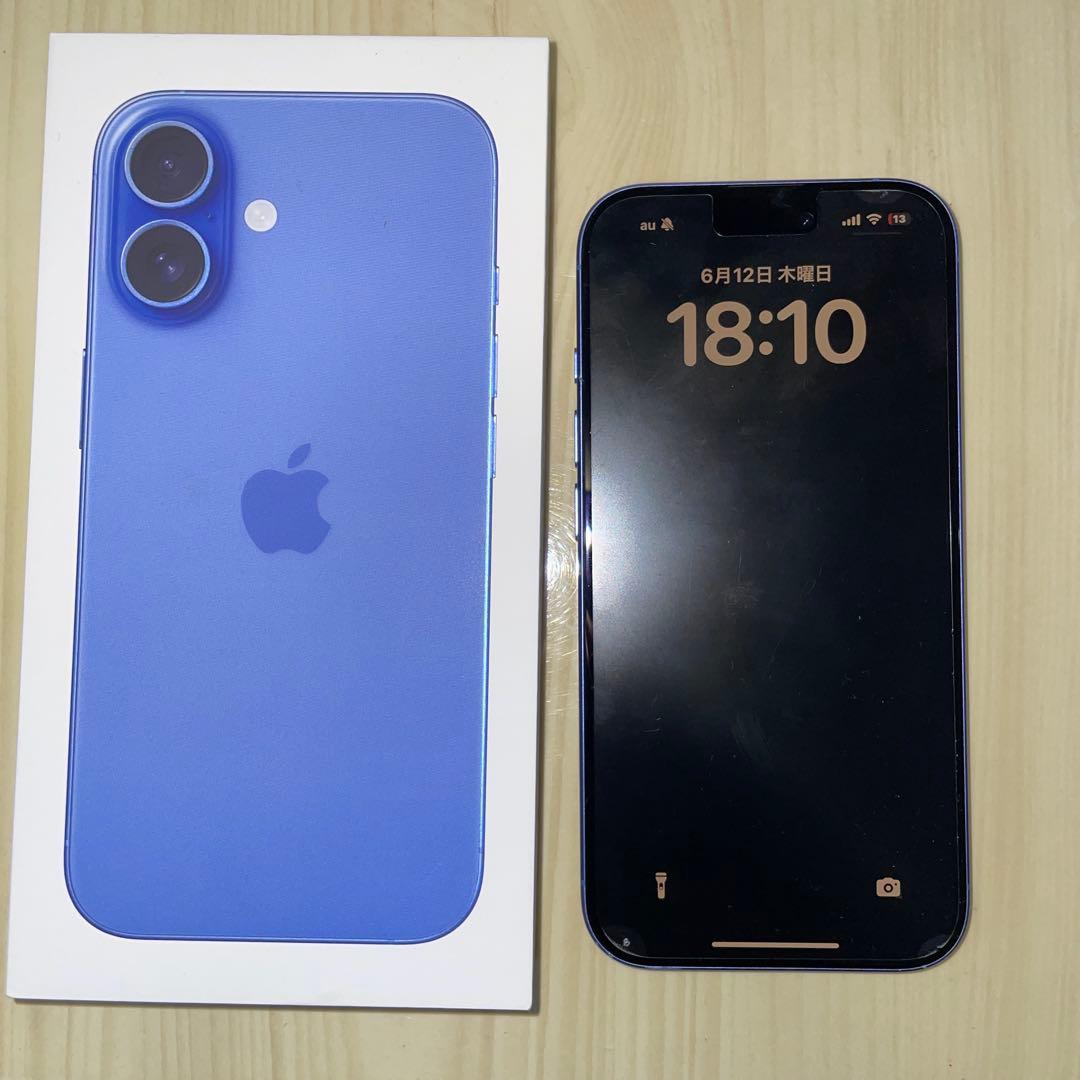iPhone16 256GB SIMフリー ウルトラマリン ジャンク 背面割れ