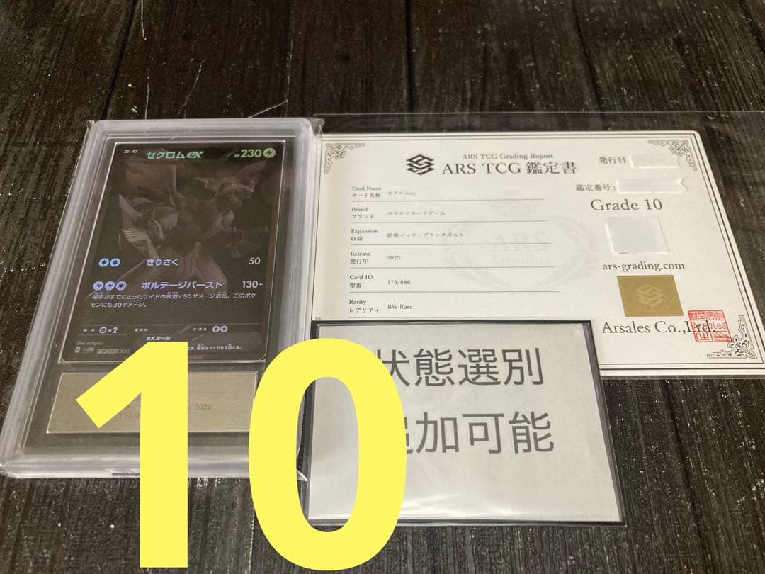 【ARS10】ゼクロムex BWR ブラックボルト　ARS コレクション　鑑定書