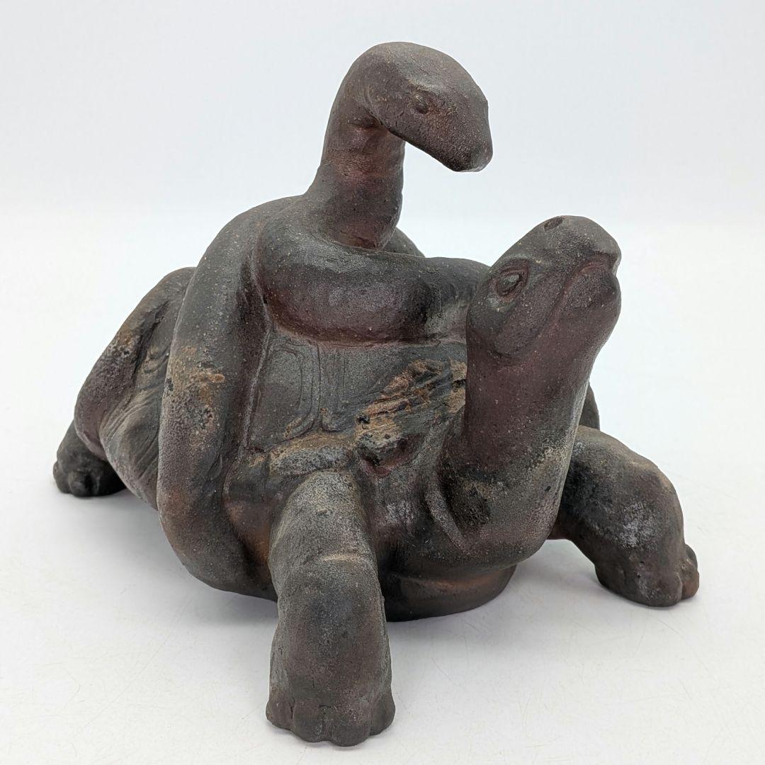 廬山窯 武用君彦 備前焼 干支置物「己巳」 共箱共布 巳年 亀蛇 ヘビ 在銘