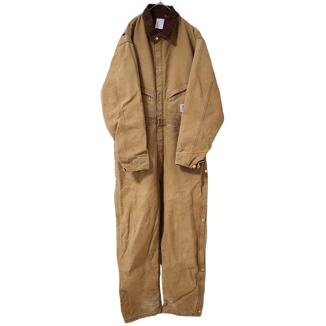 ☆nqnq☆Carhartt ダック 長袖つなぎ 中綿 ワンポイント