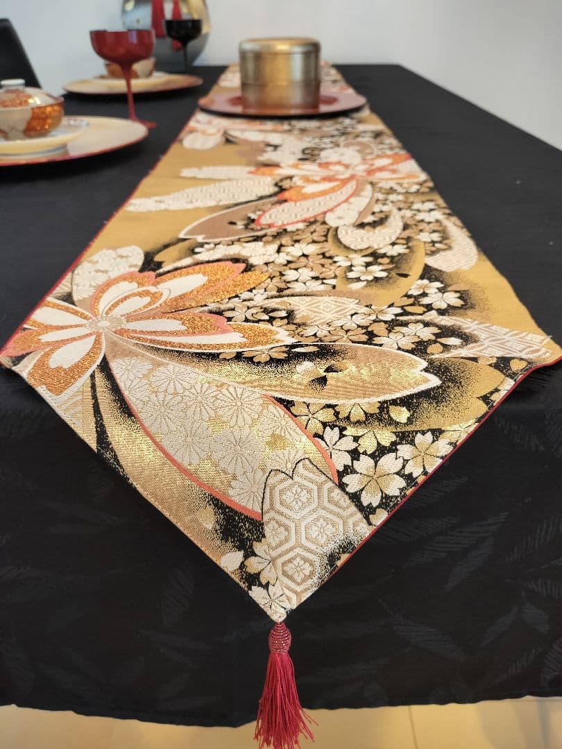 とのちゃんのママA728高級‼️ひな祭り‼️袋帯テーブルランナー2m