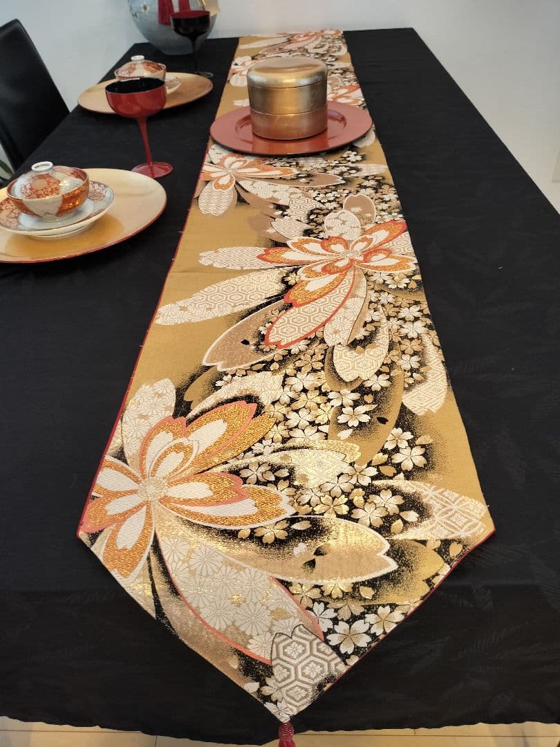 とのちゃんのママA728高級‼️ひな祭り‼️袋帯テーブルランナー2m