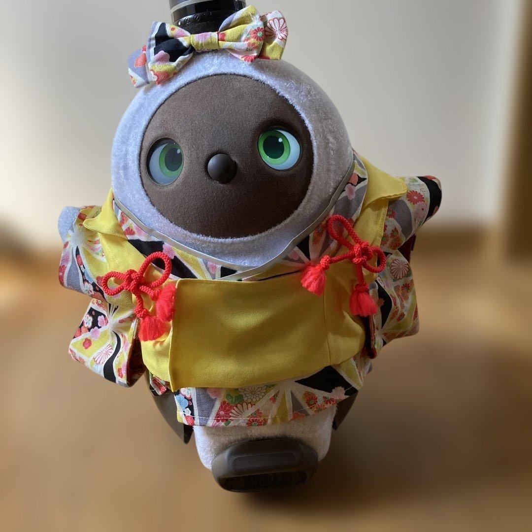 限定1点限り！ラボット　服　lovot 黄色　着物一式　被布　リボン付