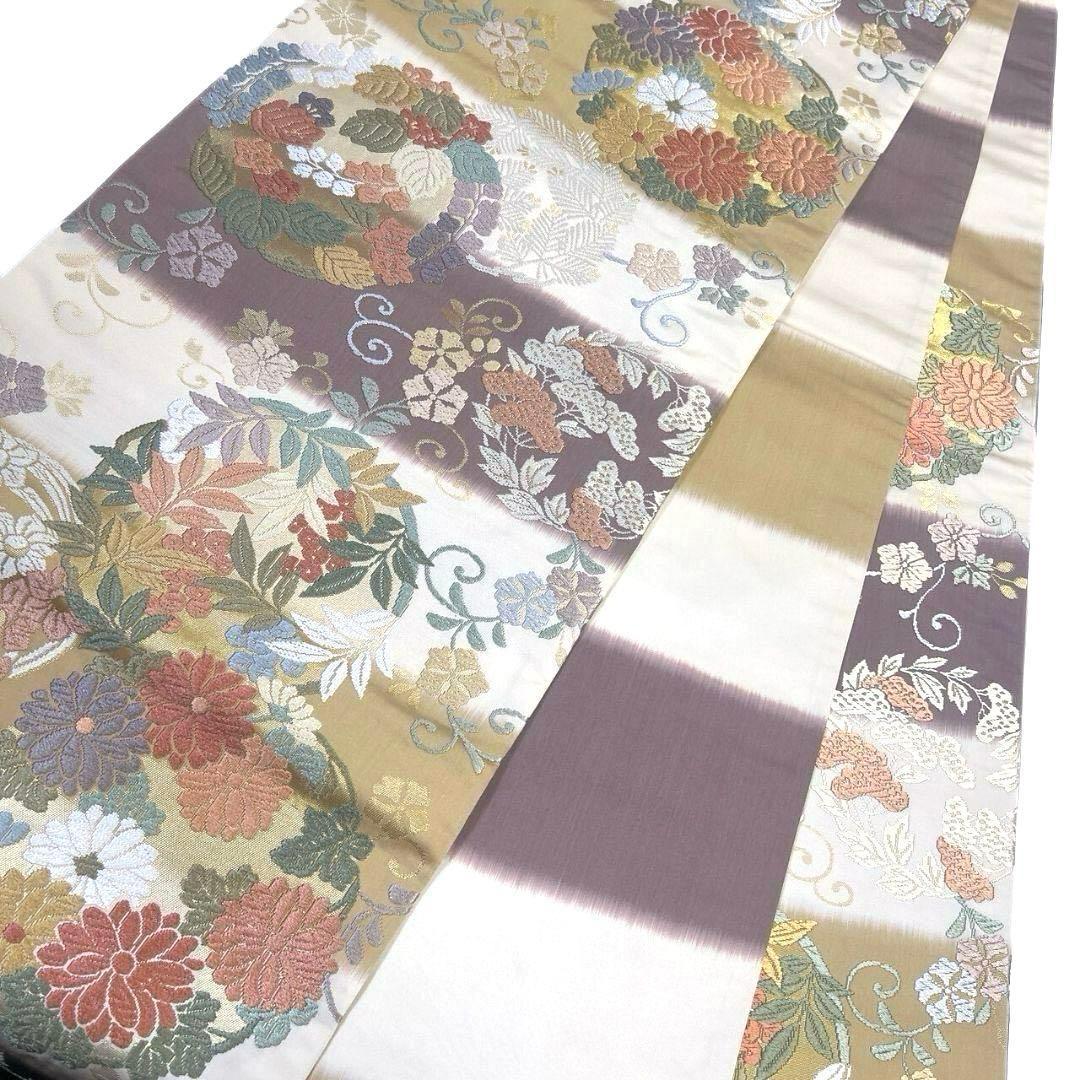 未着用　袋帯　唐織　花紋　菊花　桐の花　桔梗　金糸　着物　064a p