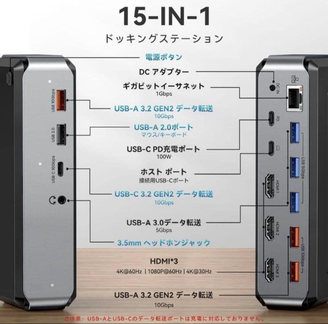 ドッキングステーション USB-C 4画面 4K