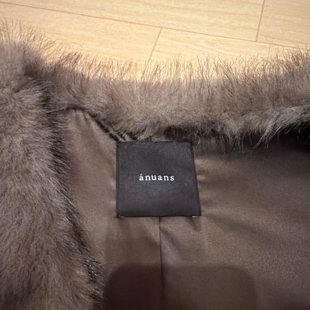 【美品　1度着用のみ】anuans ショートファーベスト　チャコールブラウン