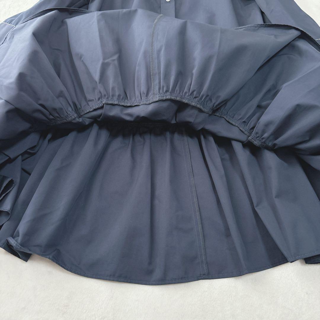 【美品】ファビアナフィリッピ　ワンピース　フリル　Aライン　ボタンダウン　紺色