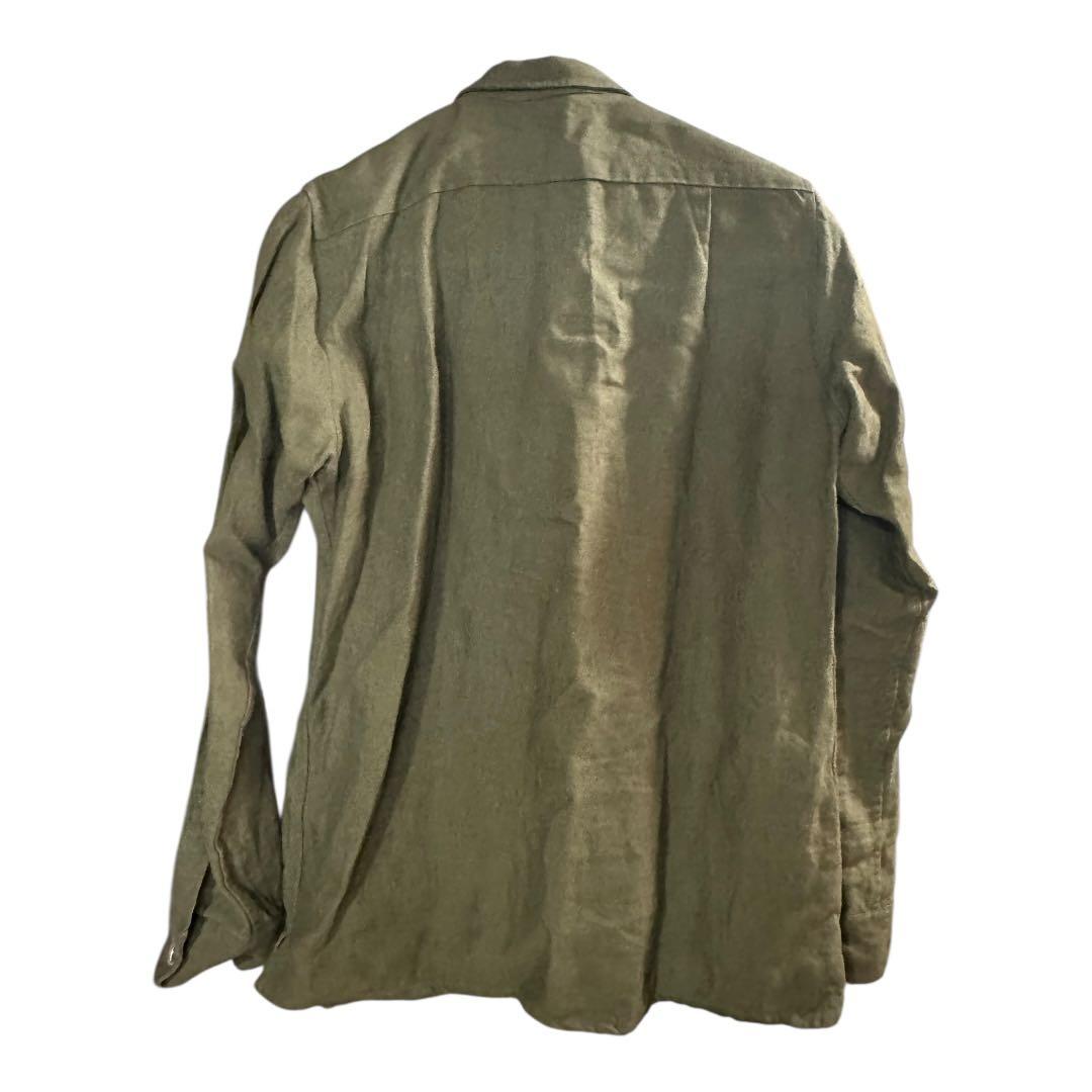 Drakes Linen オリーブ リネンオーバーシャツ