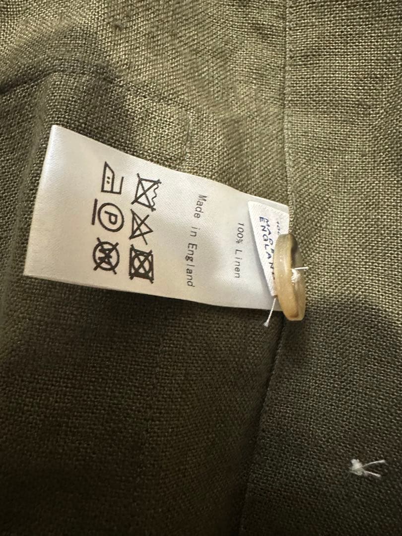 Drakes Linen オリーブ リネンオーバーシャツ