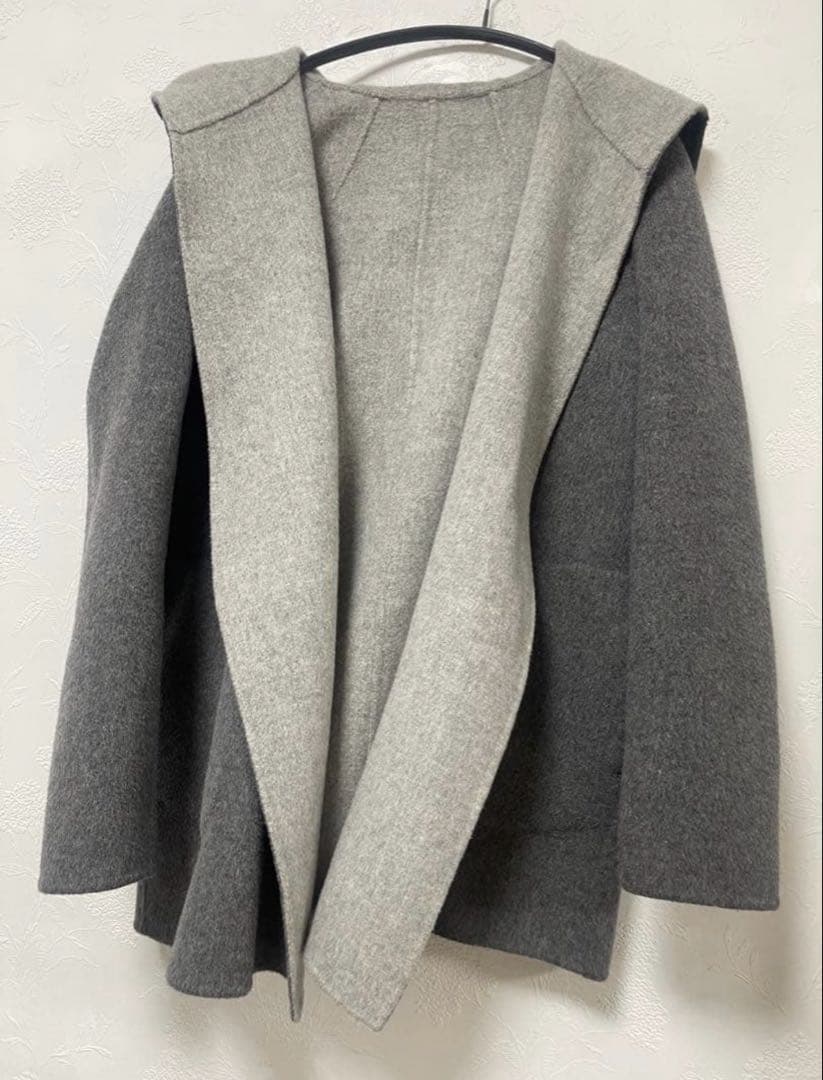 theory カシミヤブレンド　ダブルフェイス　フーデットコート　リバーシブル